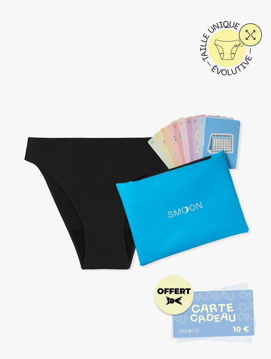 Kit 1ères règles = Culotte menstruelle One Size + Pochette + Jeu éducatif
