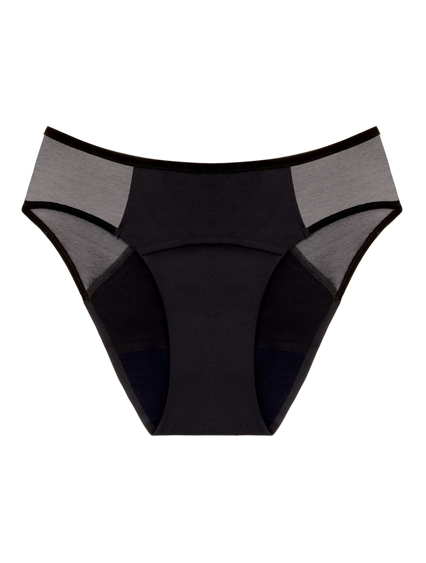 Culotte menstruelle Artémis Tulle noire, flux abondant, tulle sur les hanches
