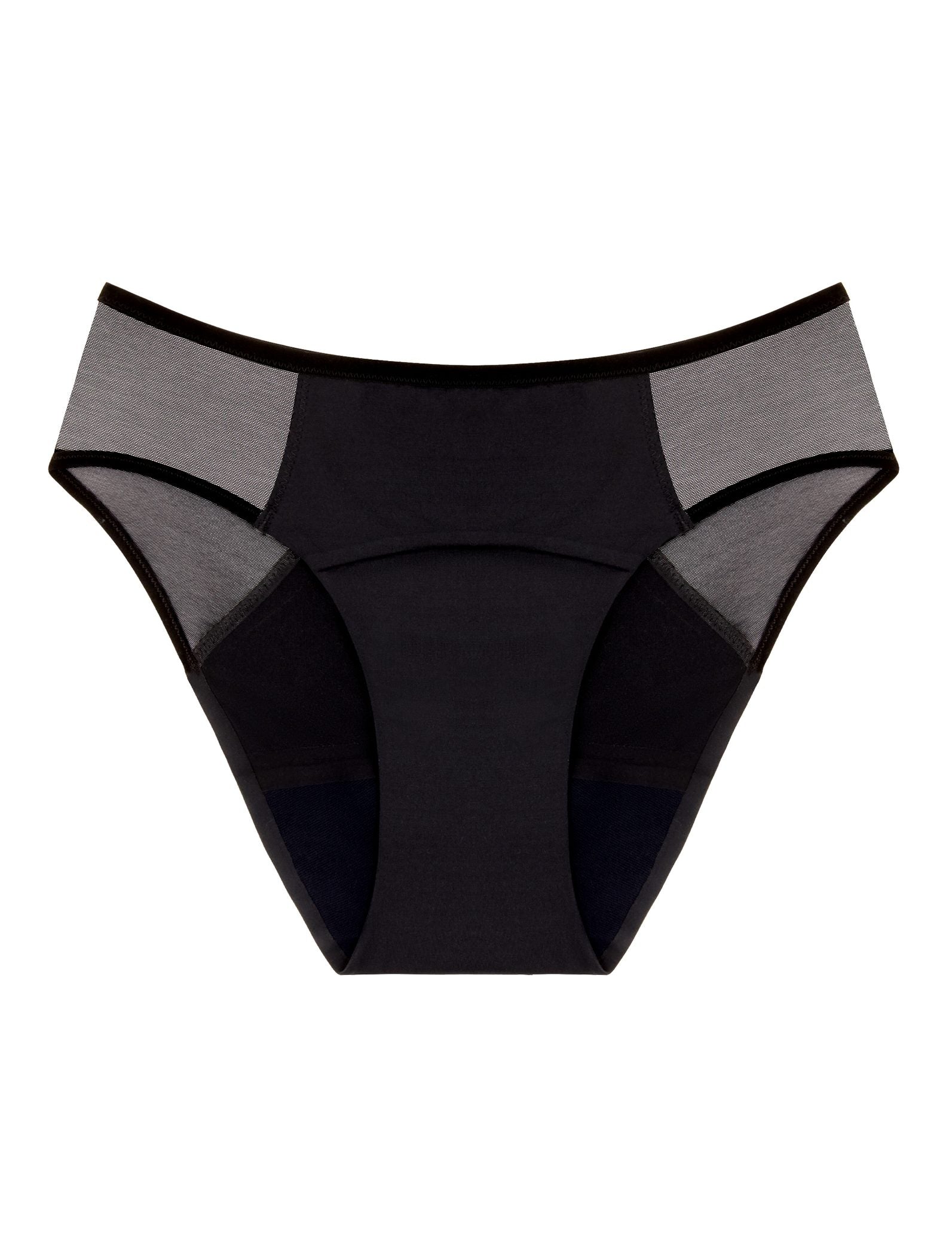 Culotte menstruelle Artémis Tulle noire, flux abondant, tulle sur les hanches