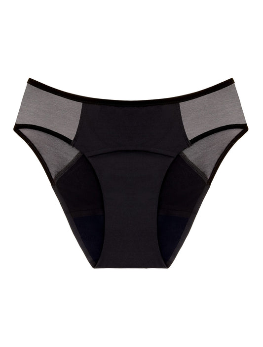 Culotte menstruelle Artémis Tulle noire, flux abondant, tulle sur les hanches