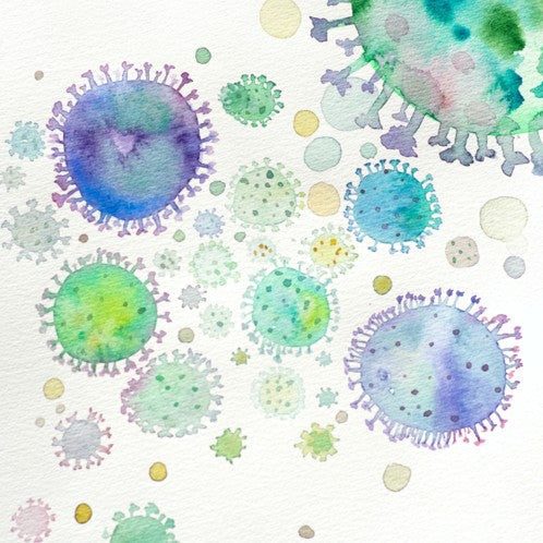 représentation de virus à l'aquarelle