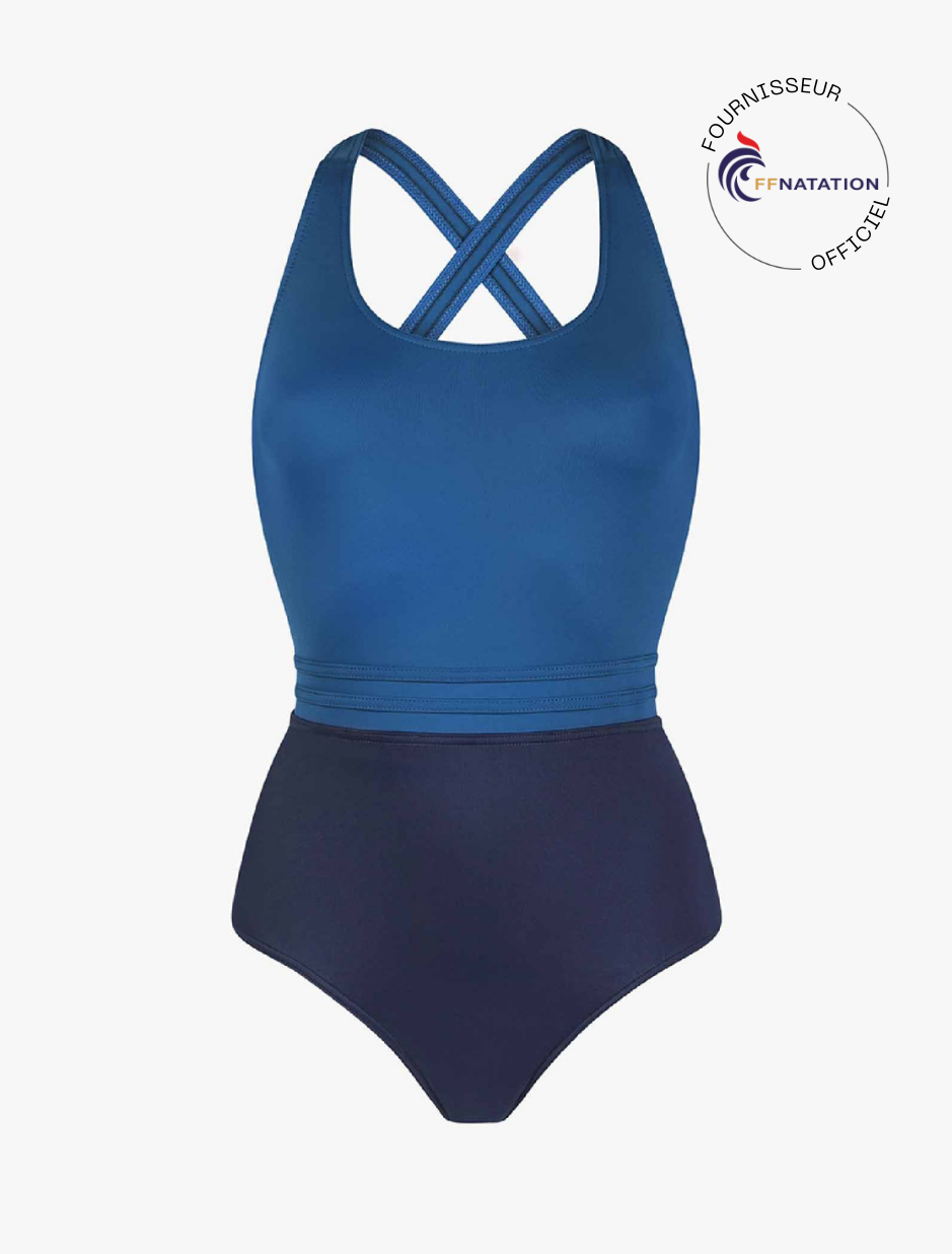 Maillot de bain menstruel natation Naiades bleu piscine