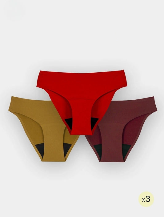 Menstruationsslip Mittelstrom - Set 3 Farben
