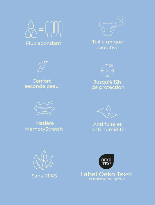 Culotte menstruelle one size flux abondant pour ado
