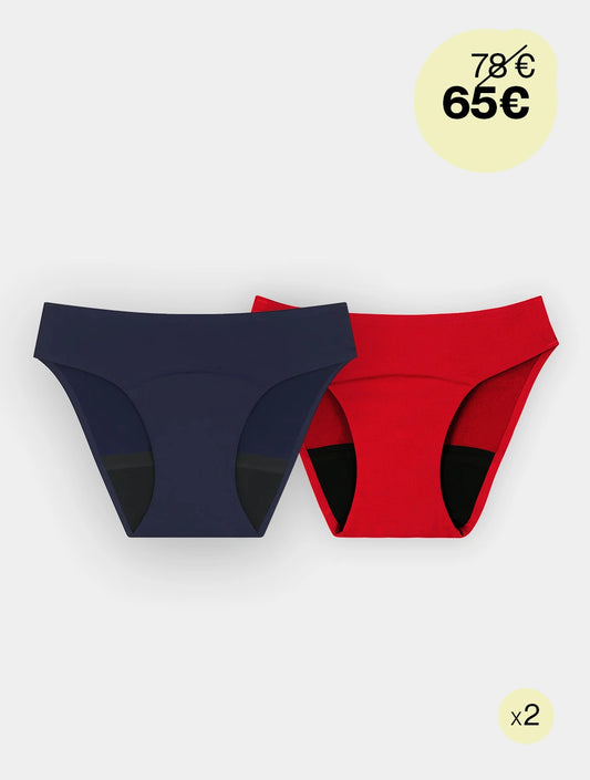 Culotte menstruelle flux abondant - Lot 2 coloris
