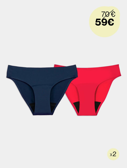 Culotte menstruelle flux moyen - Lot 2 coloris