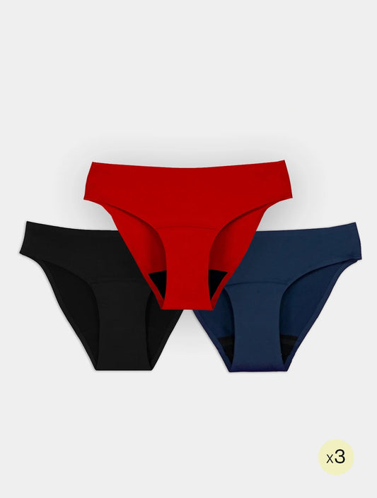 Menstruationsslip Mittelstrom - Set 3 Farben