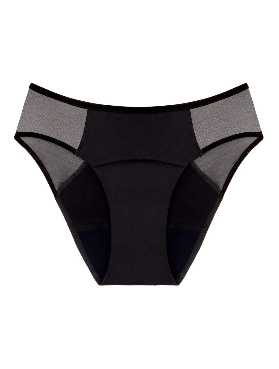 Culotte menstruelle Artémis Tulle noire, flux abondant, tulle sur les hanches