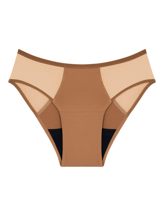 Culotte menstruelle Séléné Tulle nude, flux moyen, tulle sur les hanches