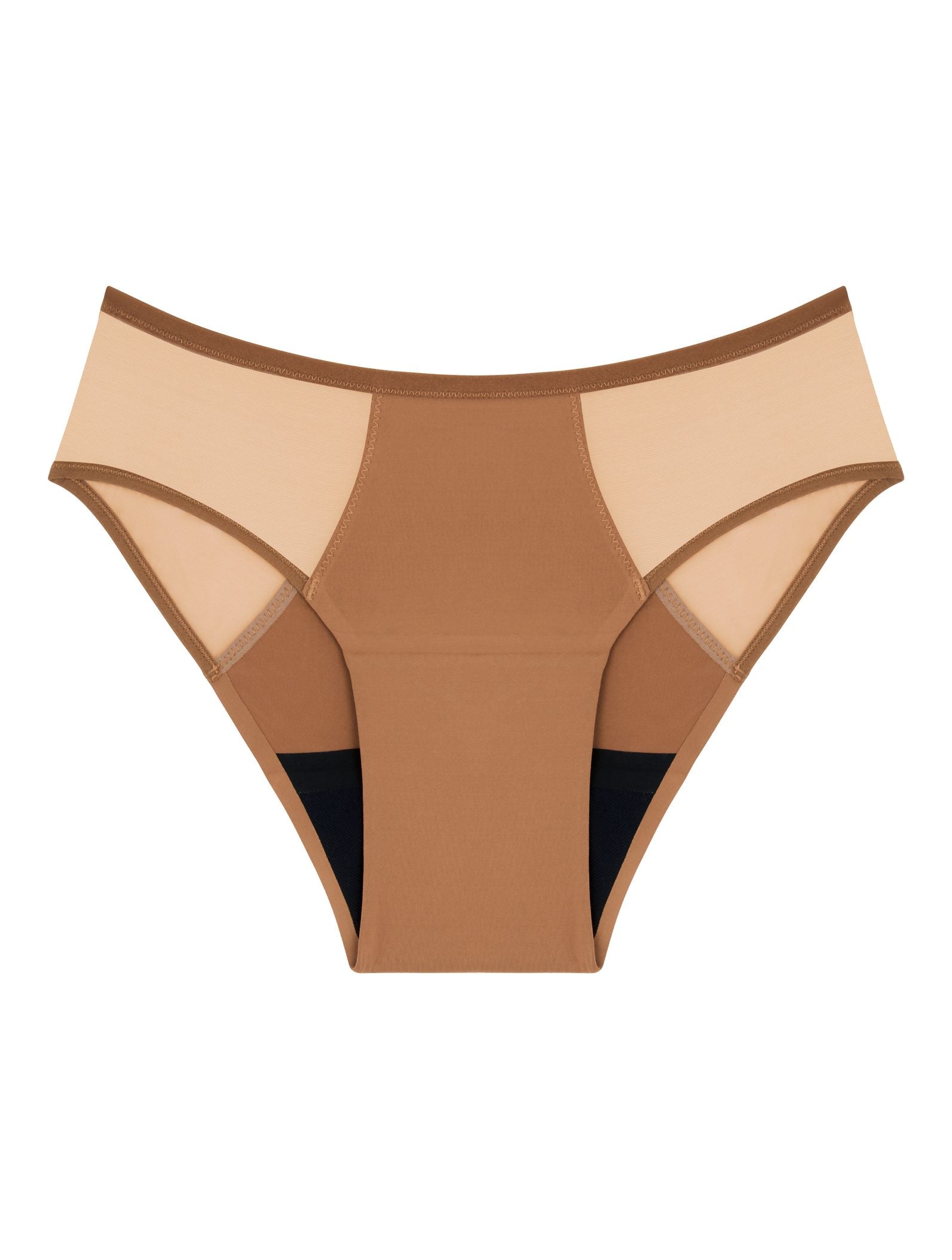 Culotte menstruelle Séléné Tulle nude, flux moyen, tulle sur les hanches