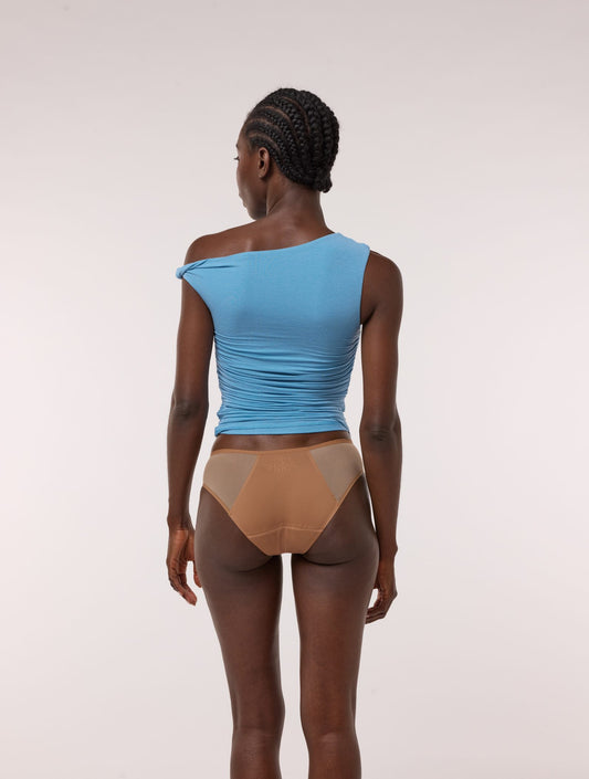 Culotte menstruelle Séléné Tulle nude portée, vue de dos