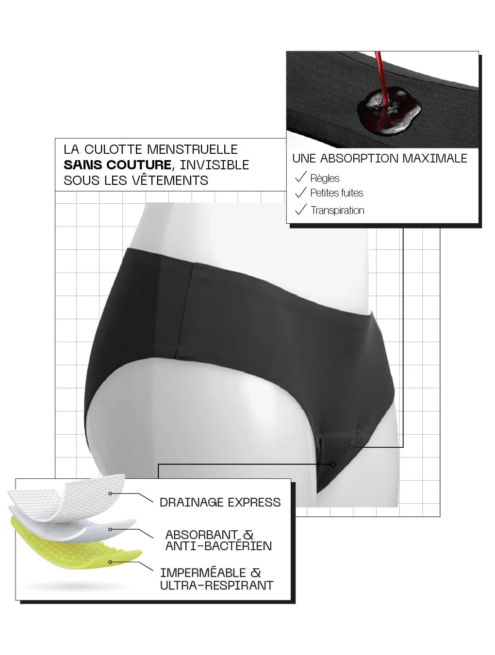 Culotte menstruelle Séléné flux moyen Smoon Lingerie